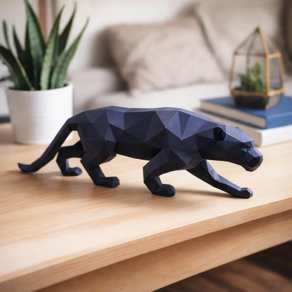 Papercraft de panthère noire en origami 3D