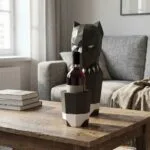 Papercraft zwarte panter voor wijnfles, weergave 2