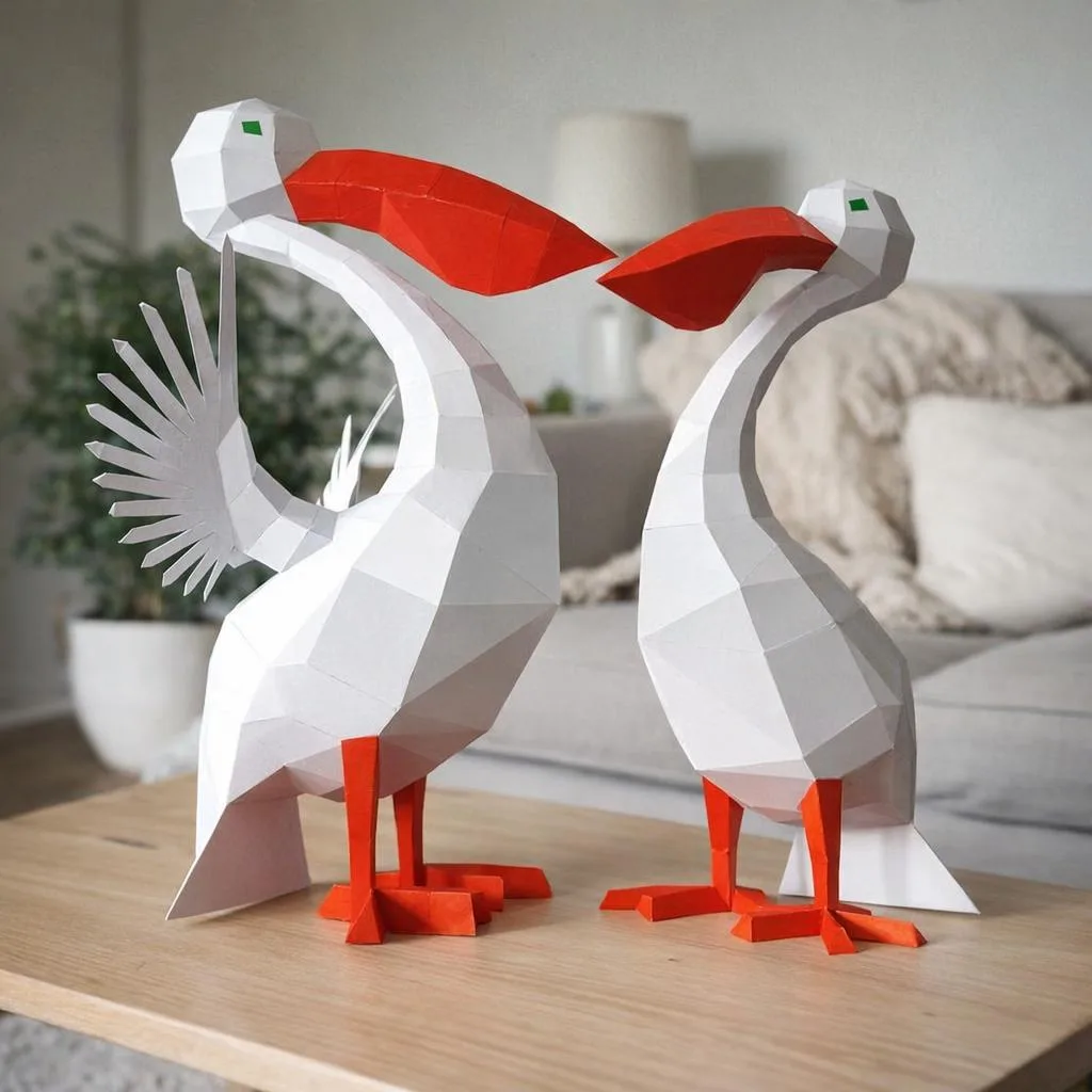 3D origami pelican papercraft set