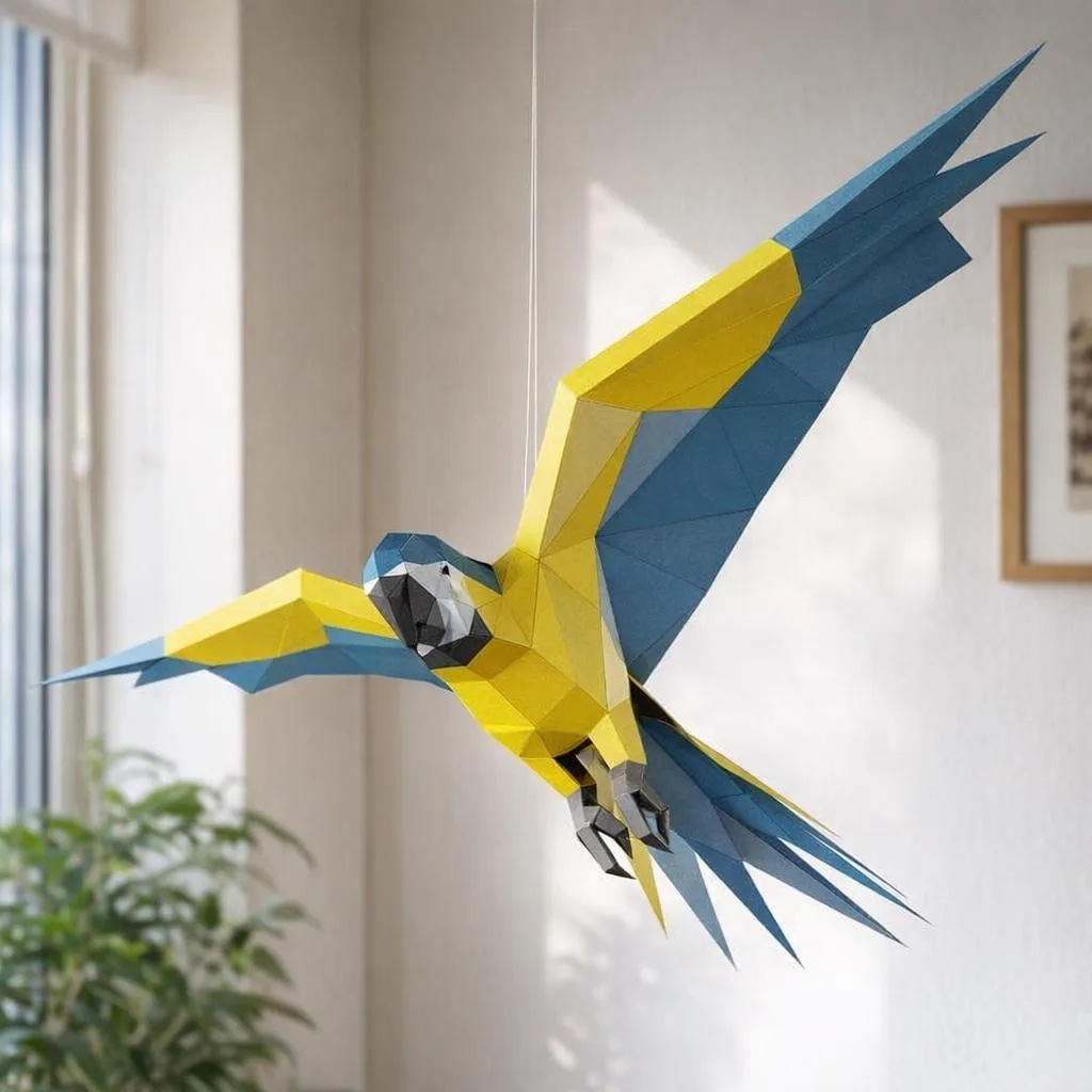 Papercraft-Papagei zum Aufhängen im 3D-Origami