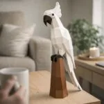 Papercraft de perroquet blanc en origami 3D