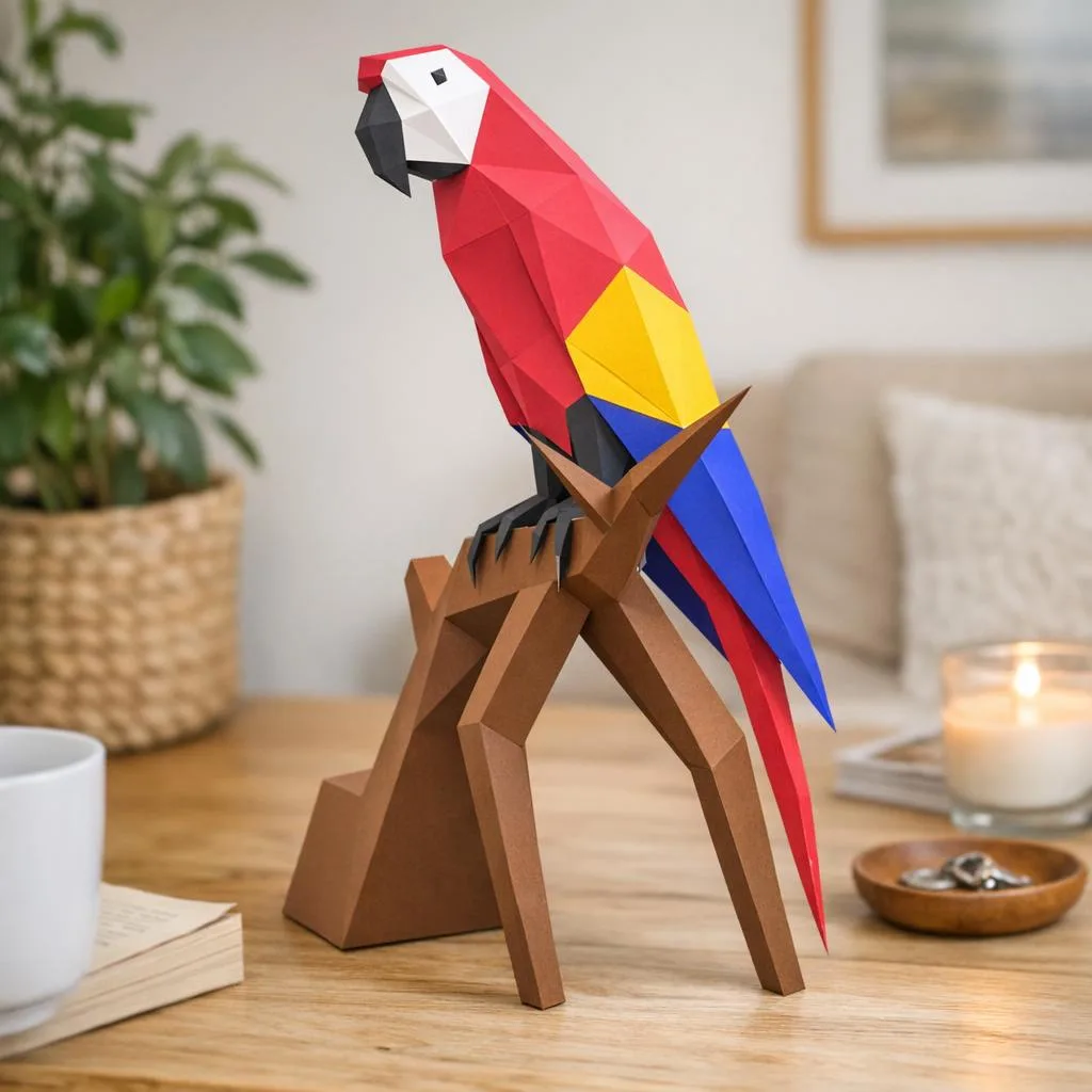 3D origami parrot papercraft