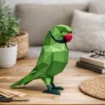 Papercraft di pappagallo verde in origami