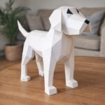 Papercraft di cagnolino bianco in origami 3D