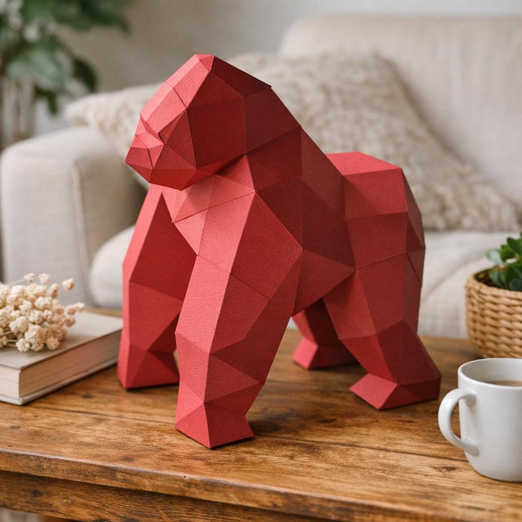 Papercraft de petit gorille en origami 3D