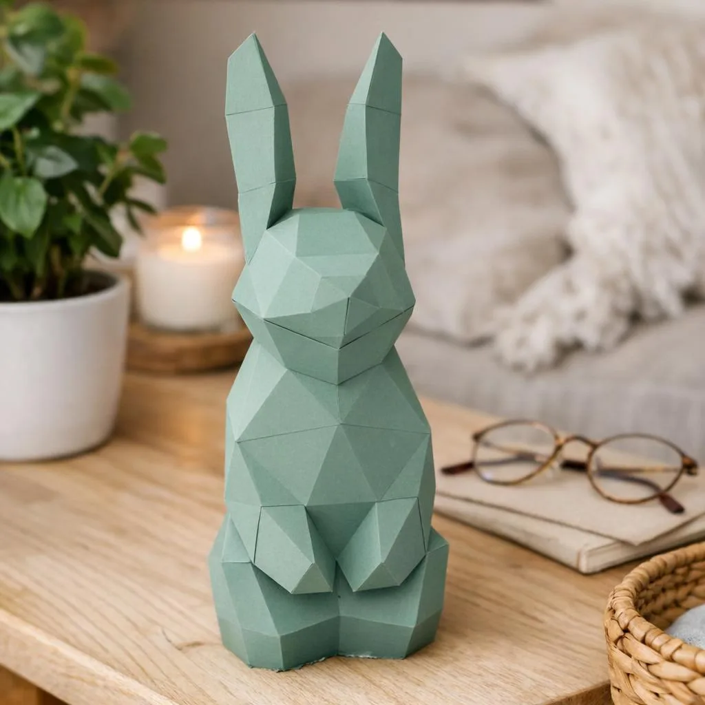 Papercraft de pequeño conejo en origami 3D