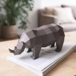 Papercraft di piccolo rinoceronte africano in origami 3D