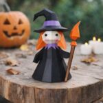 Papercraft kleine Hexe als 3D-Origami