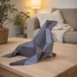 Papercraft zeehond low poly geometrisch in 3D-origami, weergave 2