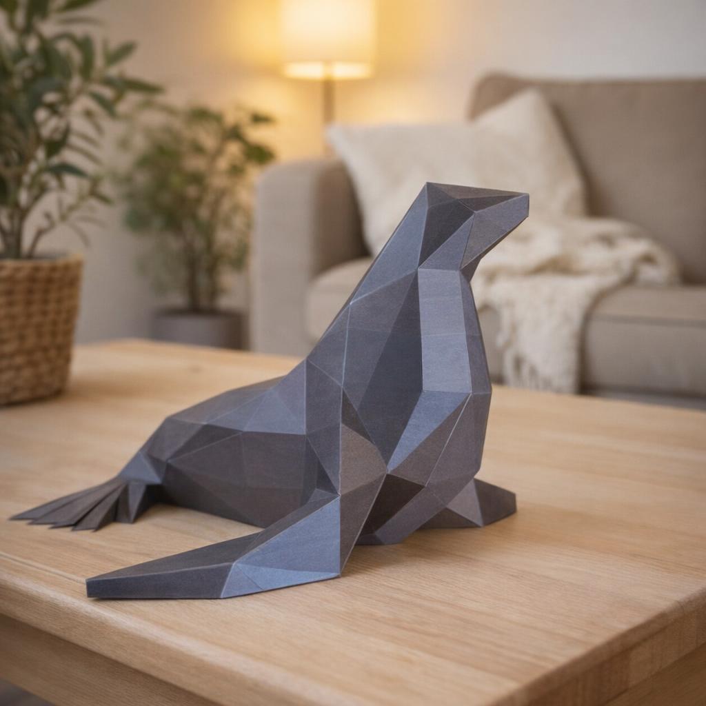 Papercraft de phoque en origami 3D