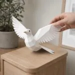 Origami 3D du pigeon in papier, weergave 2