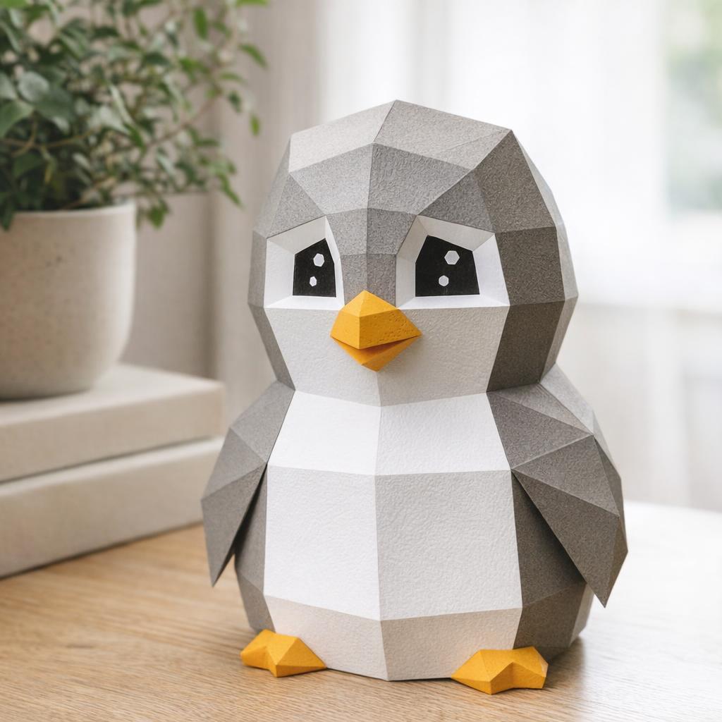 Papercraft de pingouin jouet en origami 3D