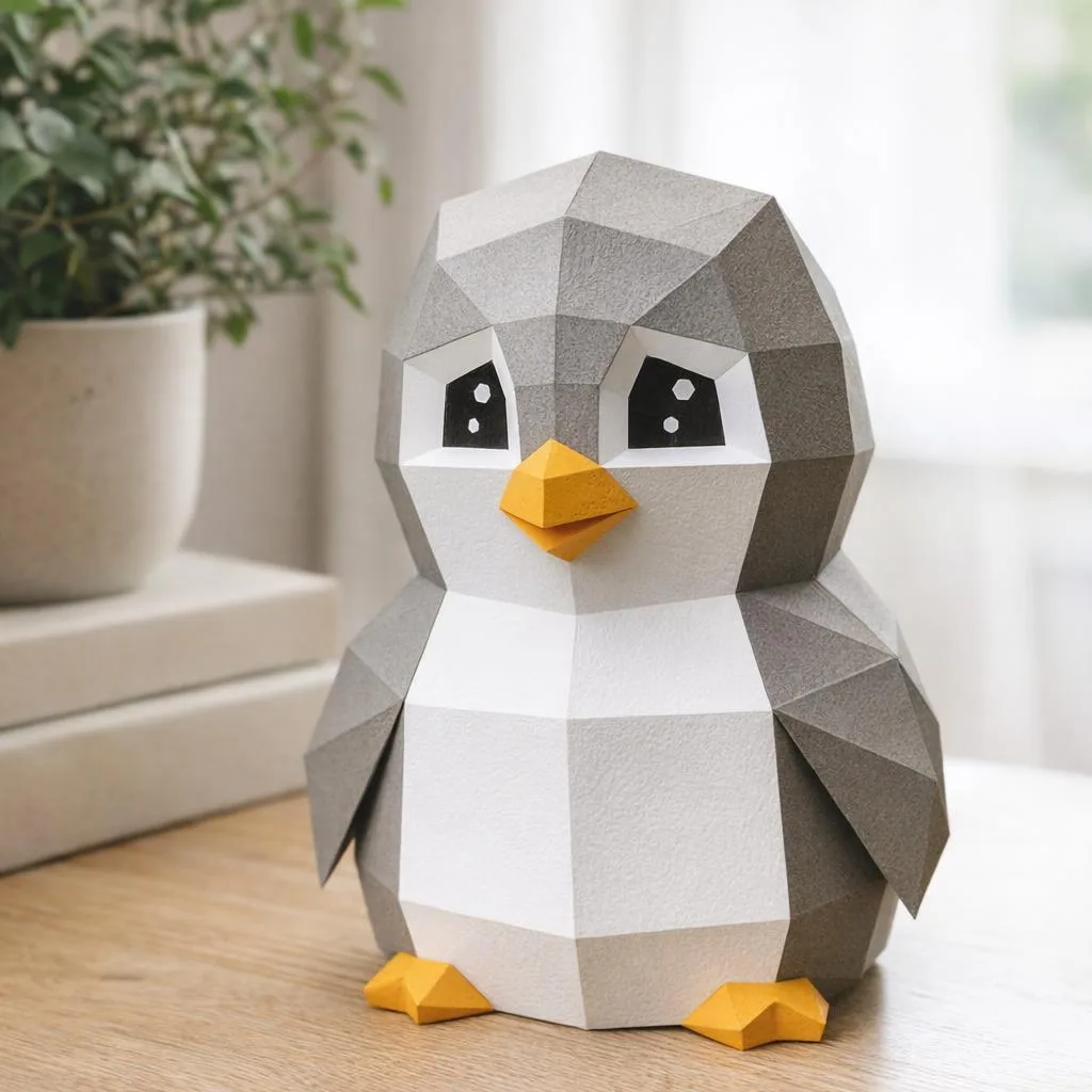 Papercraft di pinguino giocattolo in origami 3D