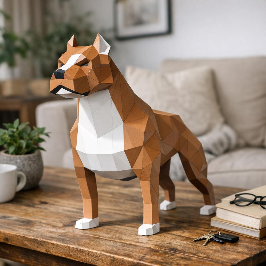 Papercraft de Pit Bull en origami 3D