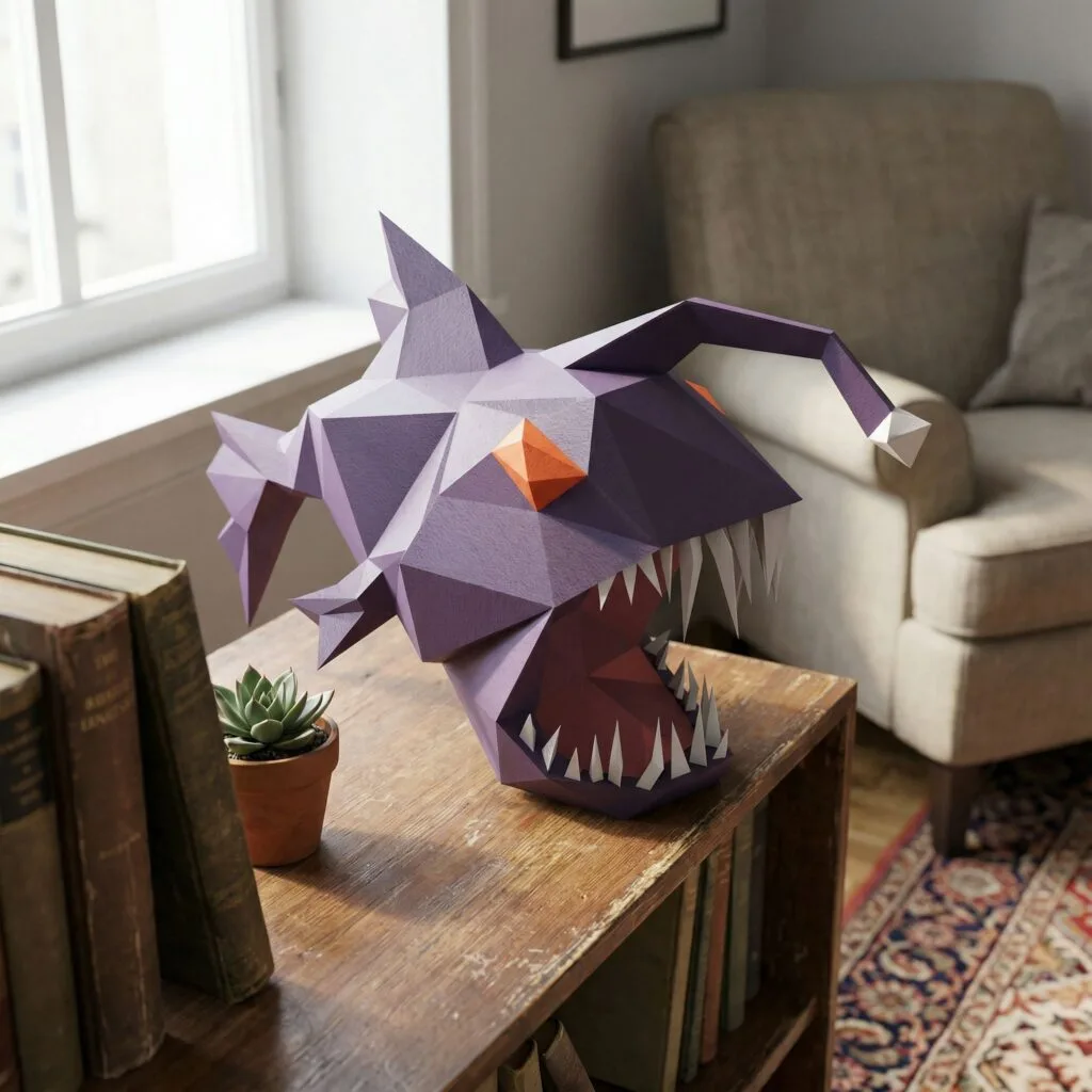 Papercraft de pez linterna en origami 3D