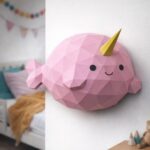 3D Origami Narwhal Papercraft Fish