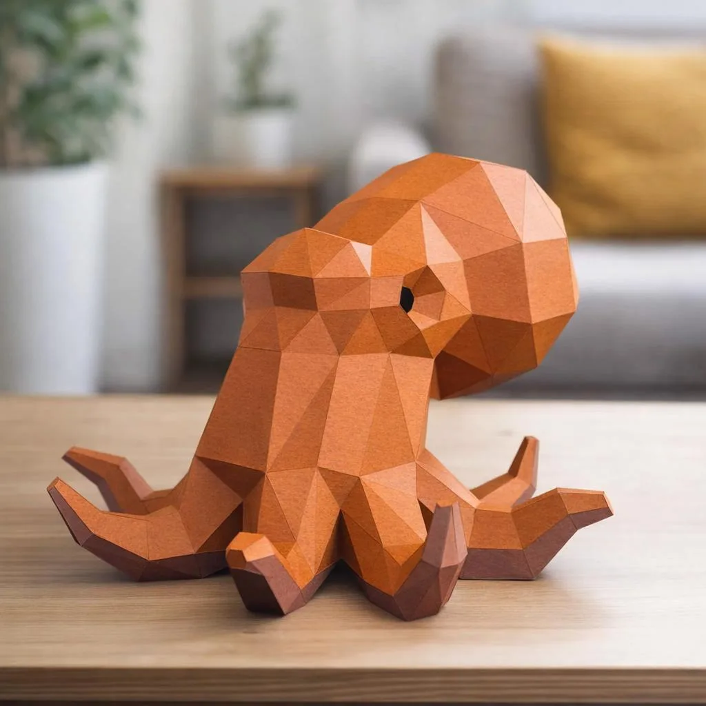 Papercraft de pulpo en origami 3D