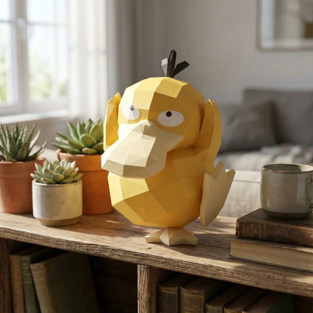 Papercraft von stehendem Enton (Pokémon) als 3D-Origami
