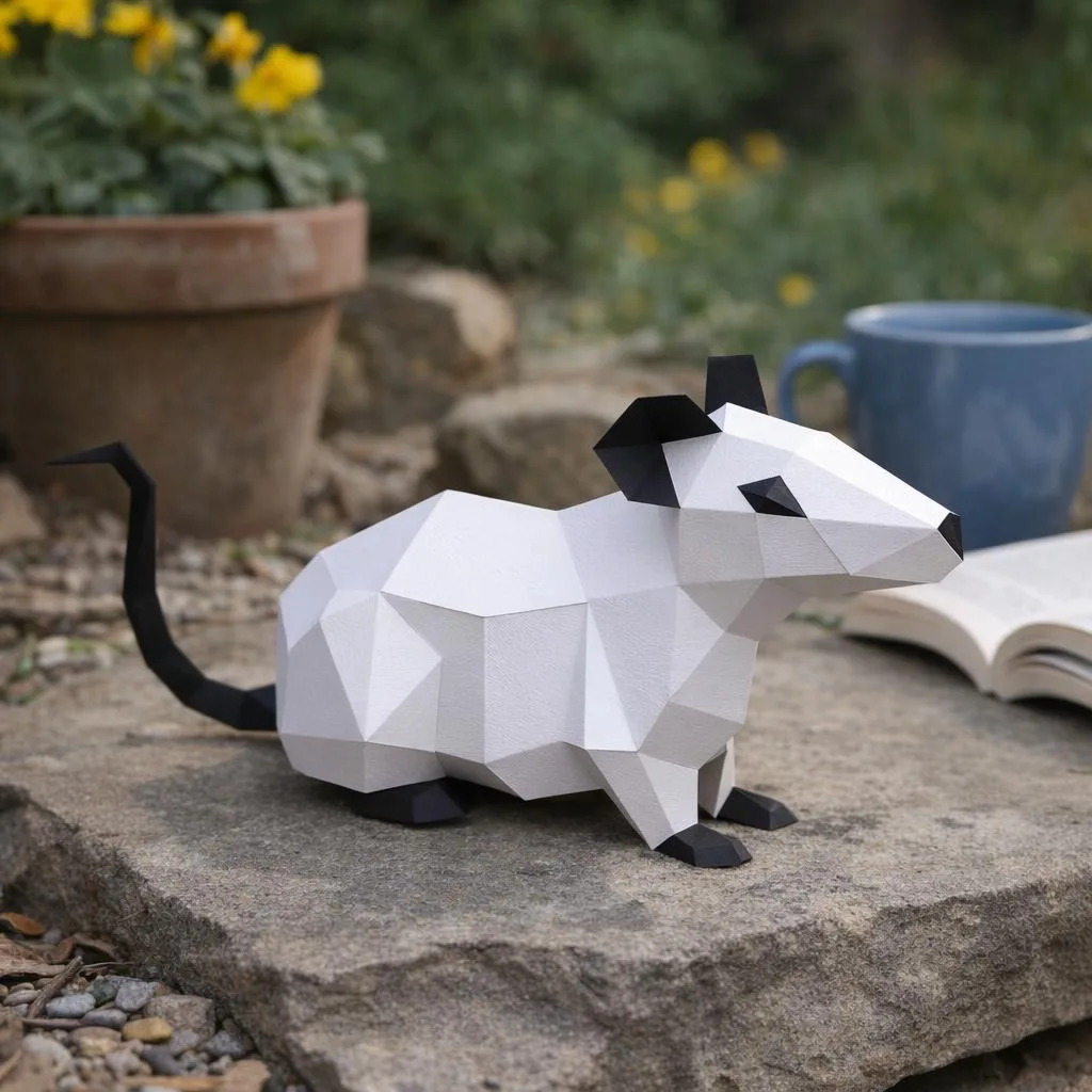 Papercraft-Ratte zum chinesischen Neujahr als 3D-Origami