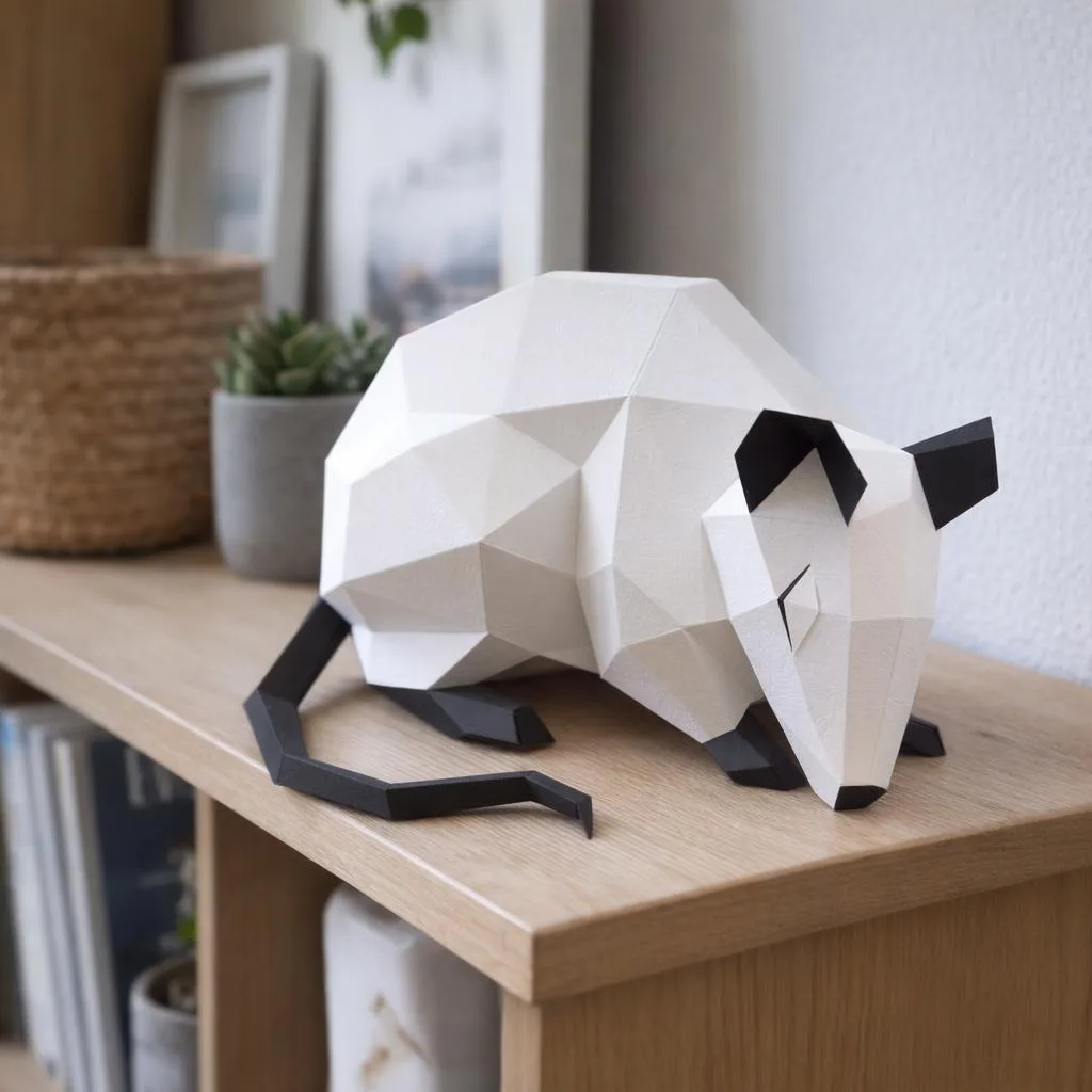 Papercraft-Ratte von vorne zum chinesischen Neujahr als 3D-Origami