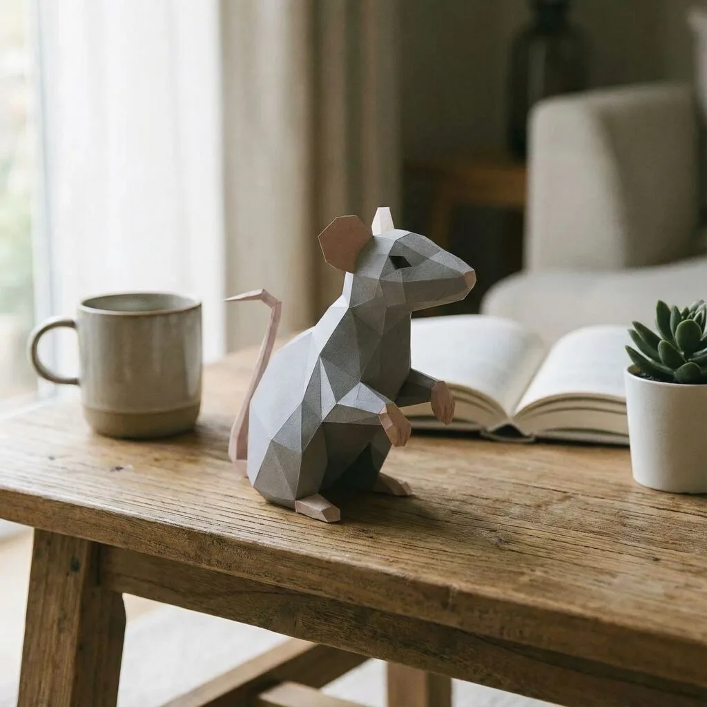 Papercraft de ratas para el Año Nuevo chino en origami 3D