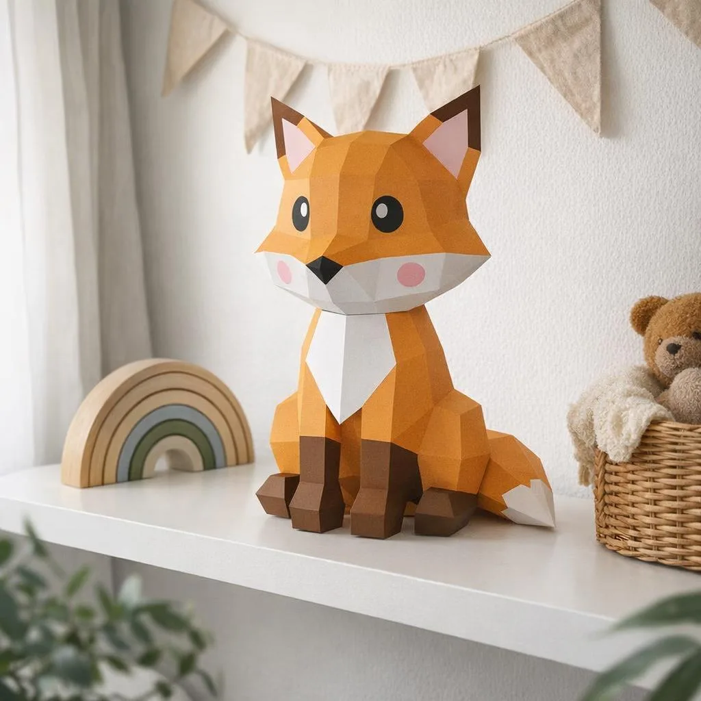 Niedlicher 3D-Origami-Fuchs aus Papercraft