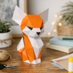 Papercraft de raposa fofa em origami 3D