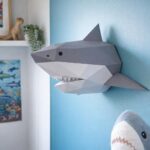Papercraft de tubarão em origami 3D