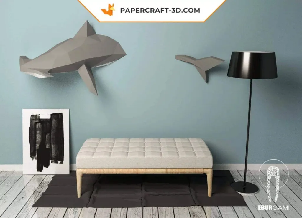 Hamerhaai papercraft 3D origami, weergave 2