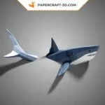 3D origami muurhaai in papier, weergave 2