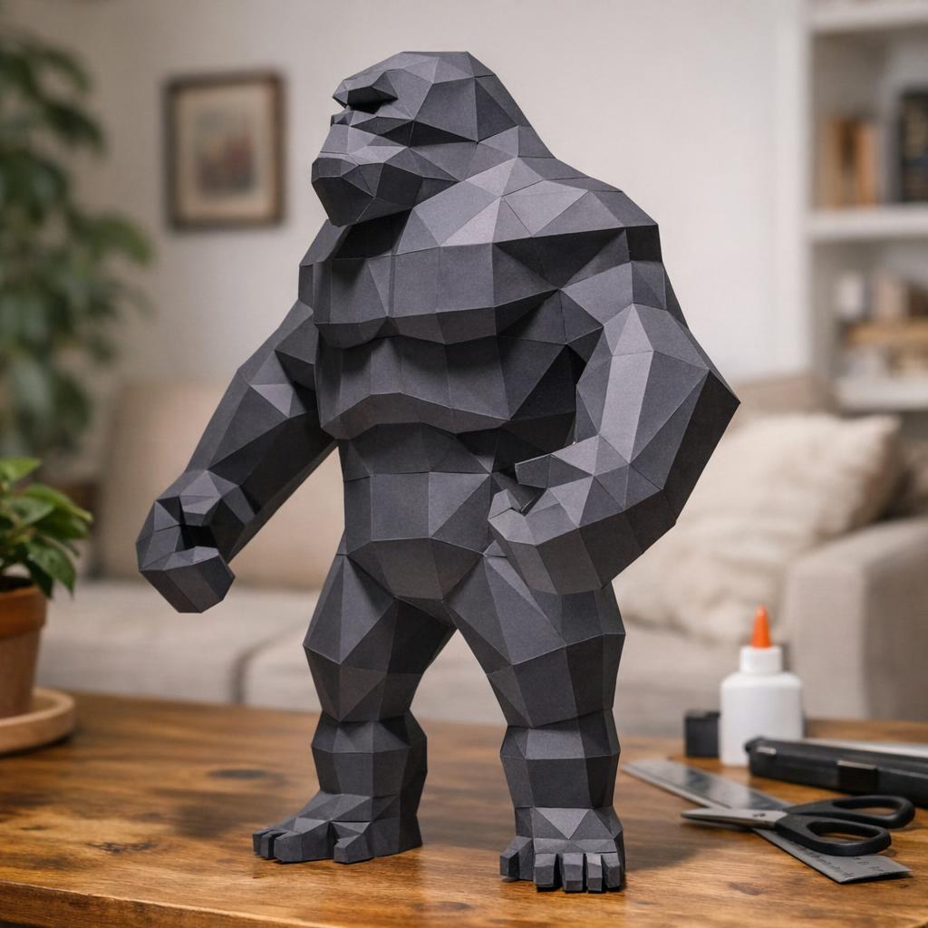 Papercraft de roi King Kong debout en origami 3D