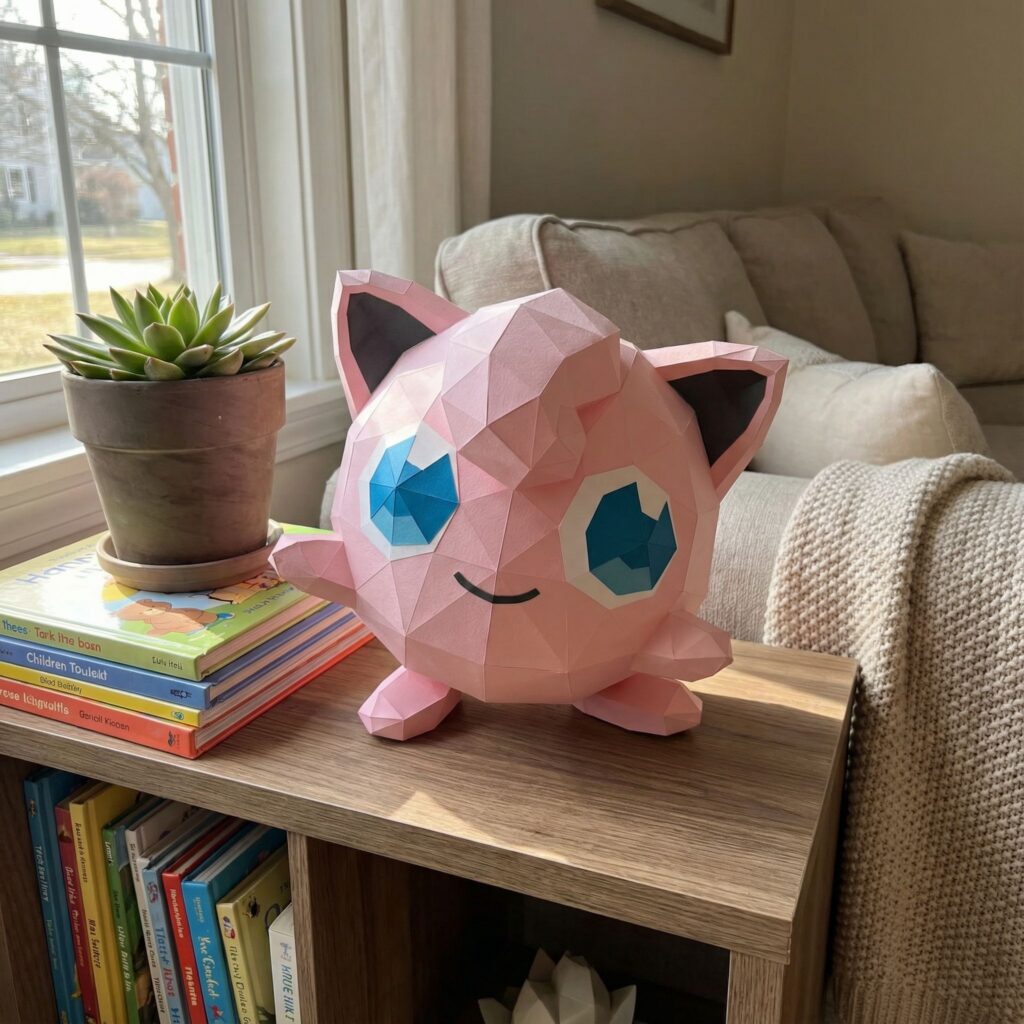 Papercraft de Rondoudou Pokémon en origami 3D