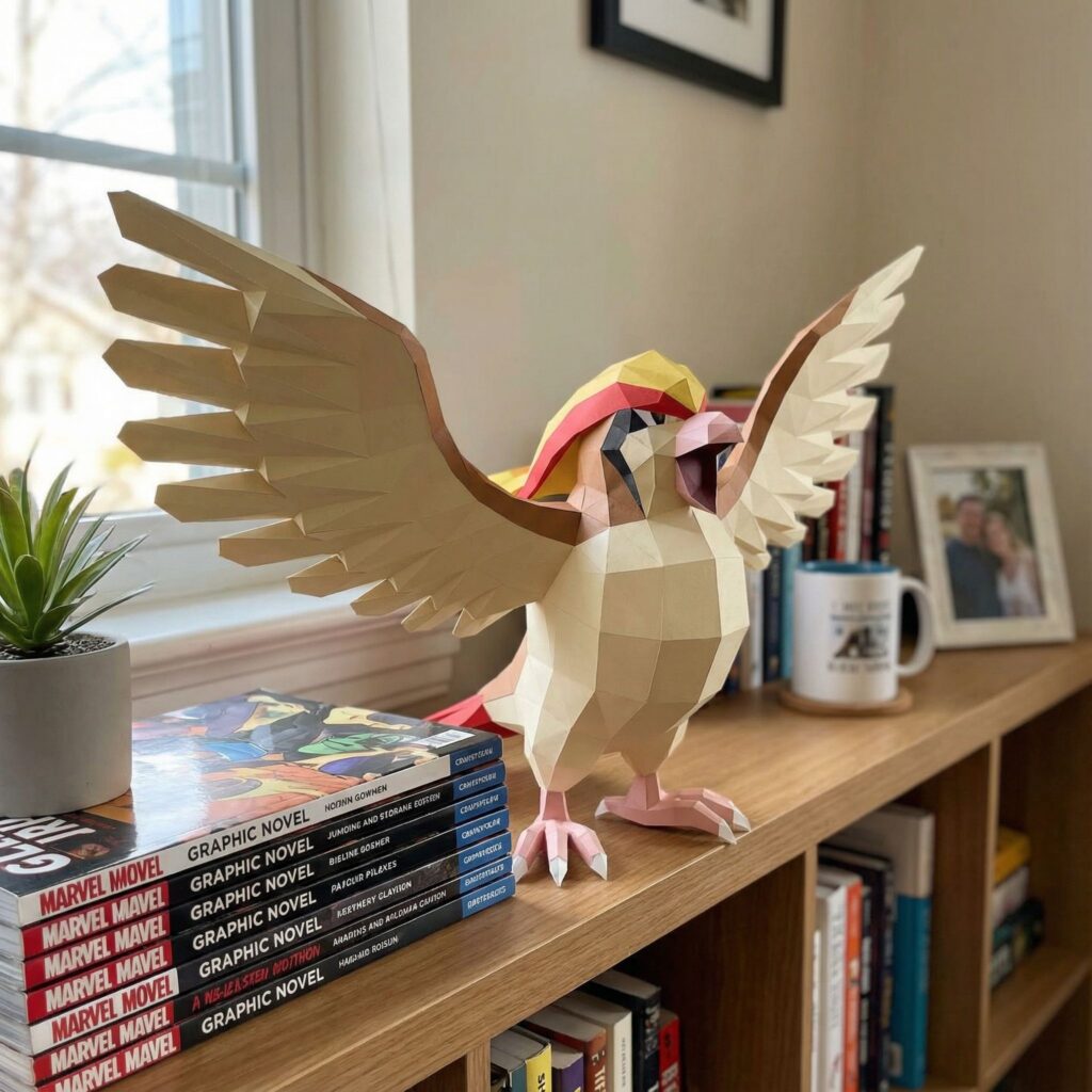 Papercraft de Roucoul Pokémon en origami 3D