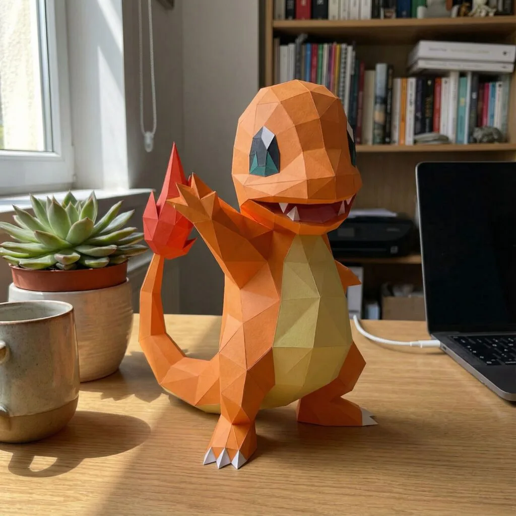 Papercraft Glumanda Pokémon als Origami
