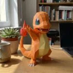 Papercraft di Charmander Pokémon in origami