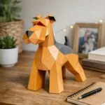Schnauzer papercraft 3D staand, weergave 2