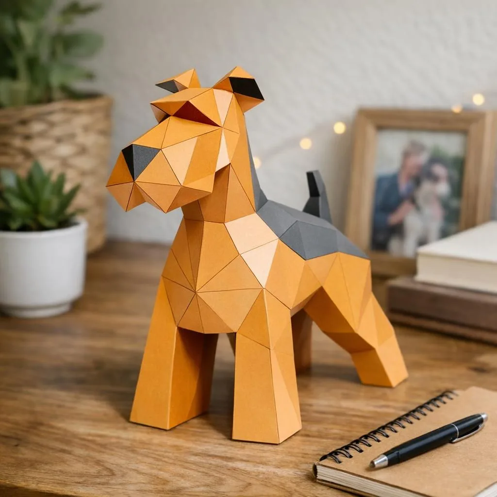 Schnauzer papercraft 3D staand