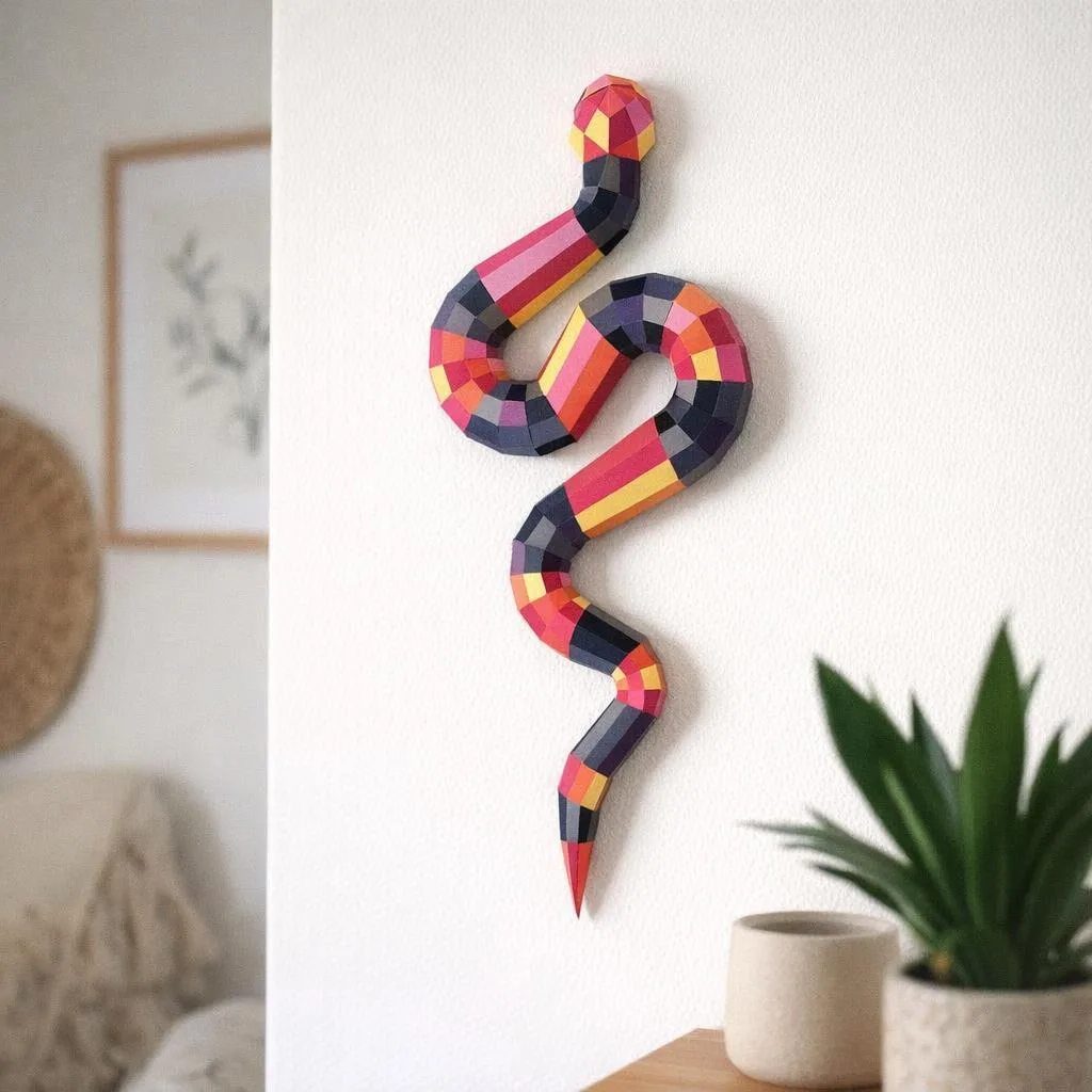 Papercraft de cobra colorida em origami