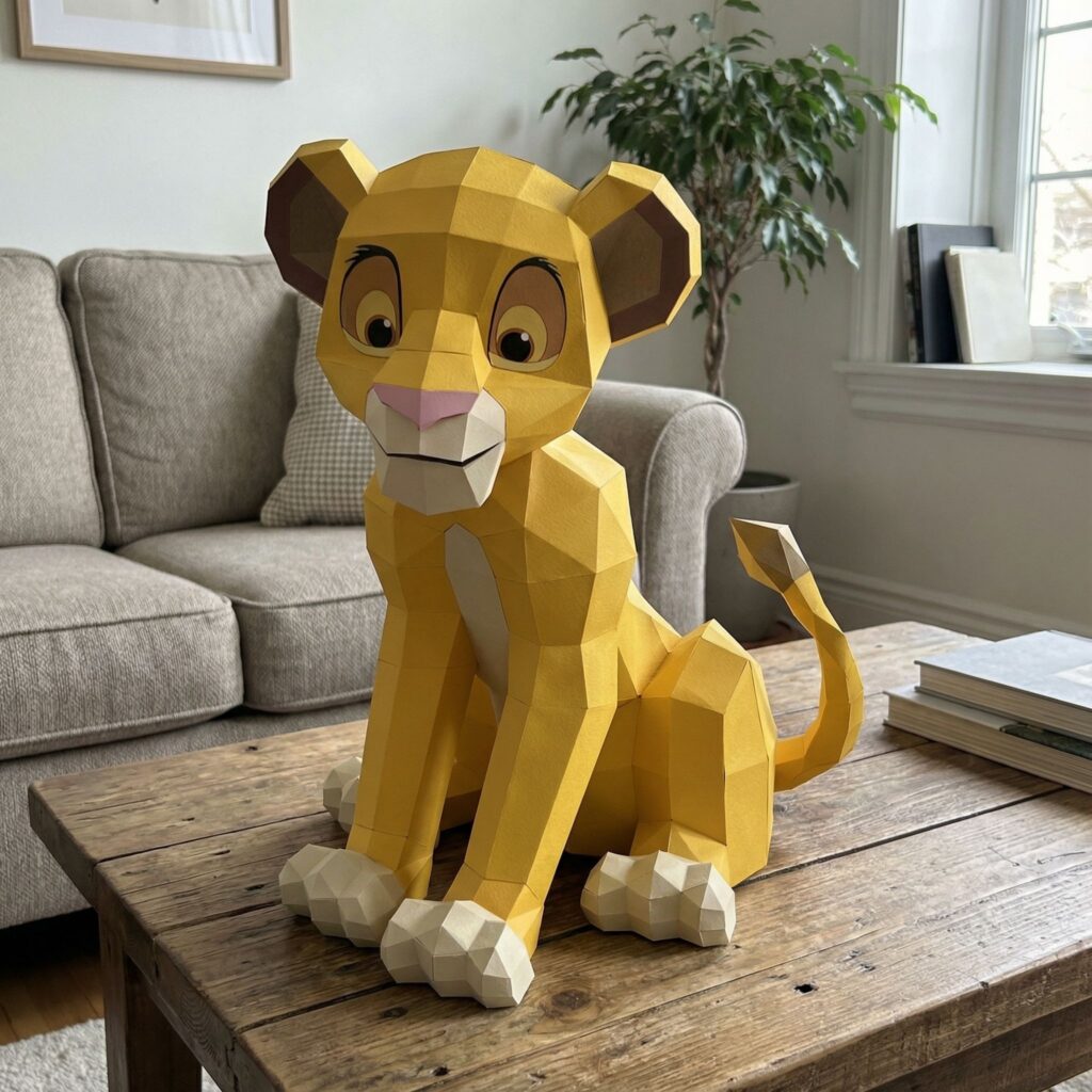 Papercraft von Simba aus Der König der Löwen als 3D-Origami