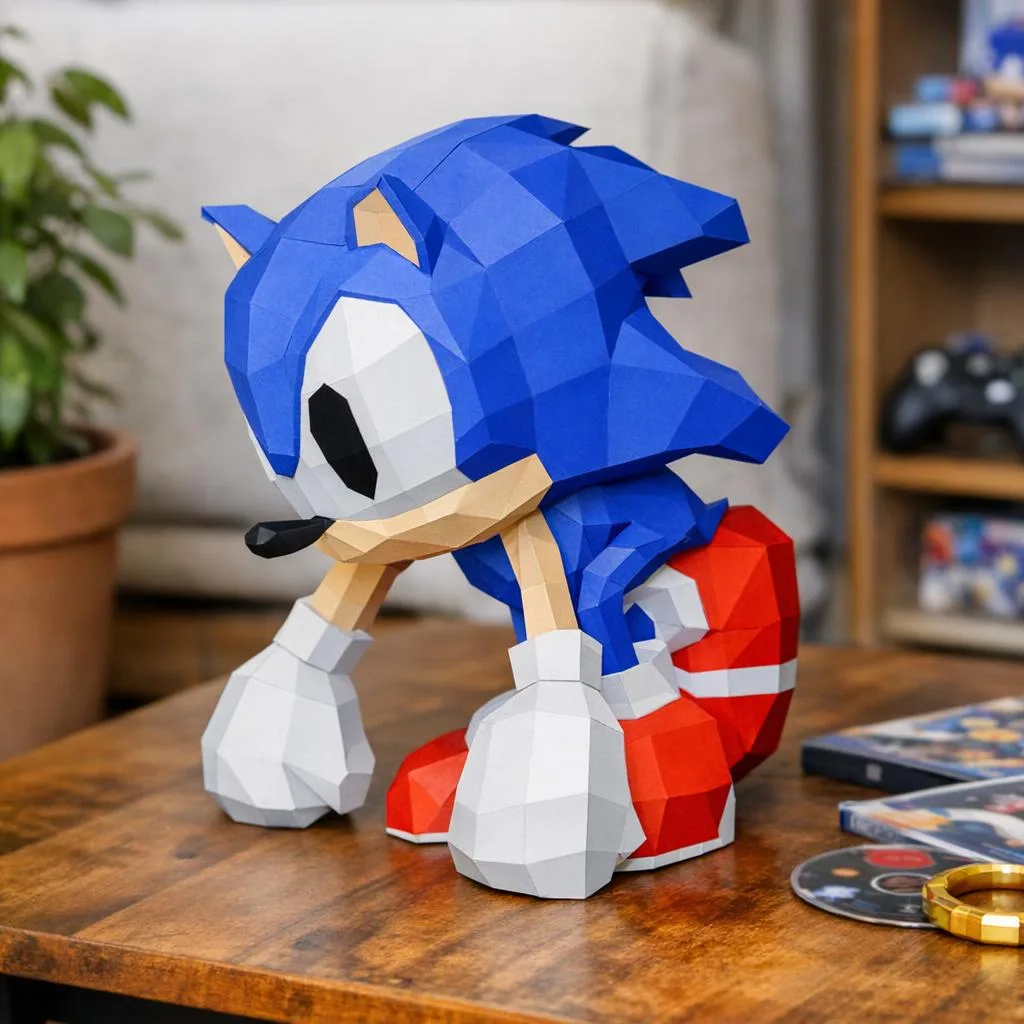 Sonic Papercraft als 3D-Origami
