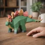 Papercraft de Stegosaurus fofo em origami 3D