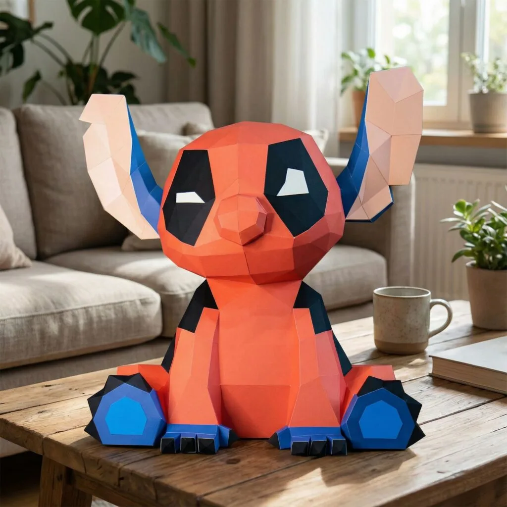 Papercraft de Stitch Deadpool en origami 3D