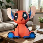 Papercraft de Stitch Deadpool em origami 3D