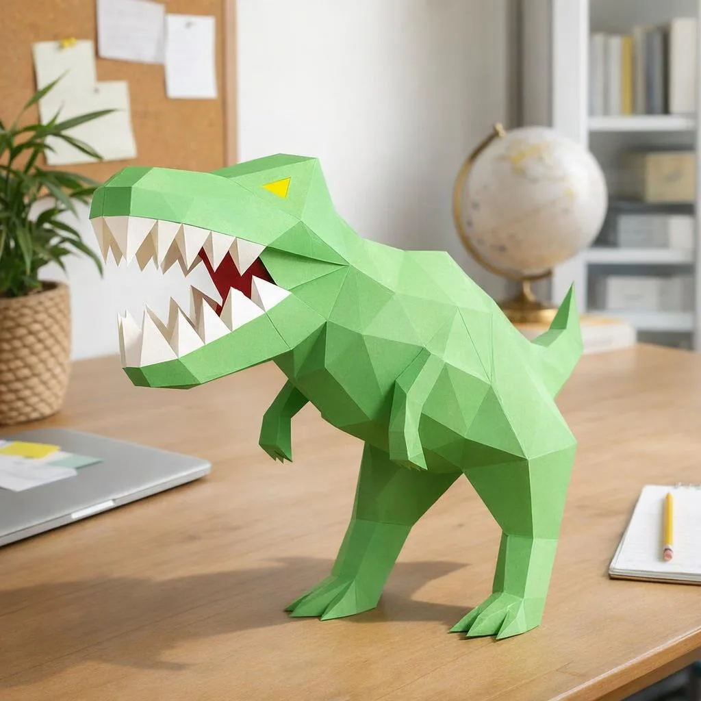 Papercraft de T‑Rex en origami 3D