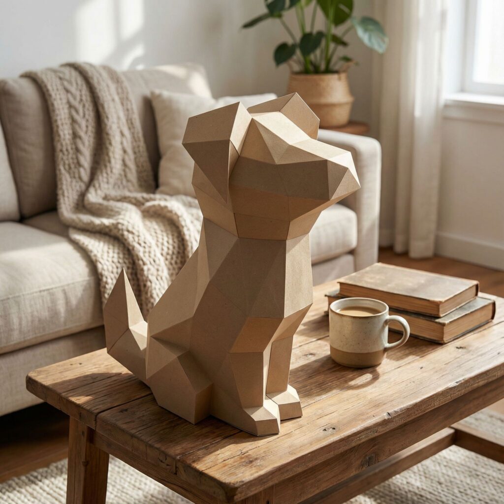 Papercraft de tête de Doberman en origami 3D