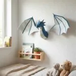 Drakenkop in 3D origami papercraft, weergave 2