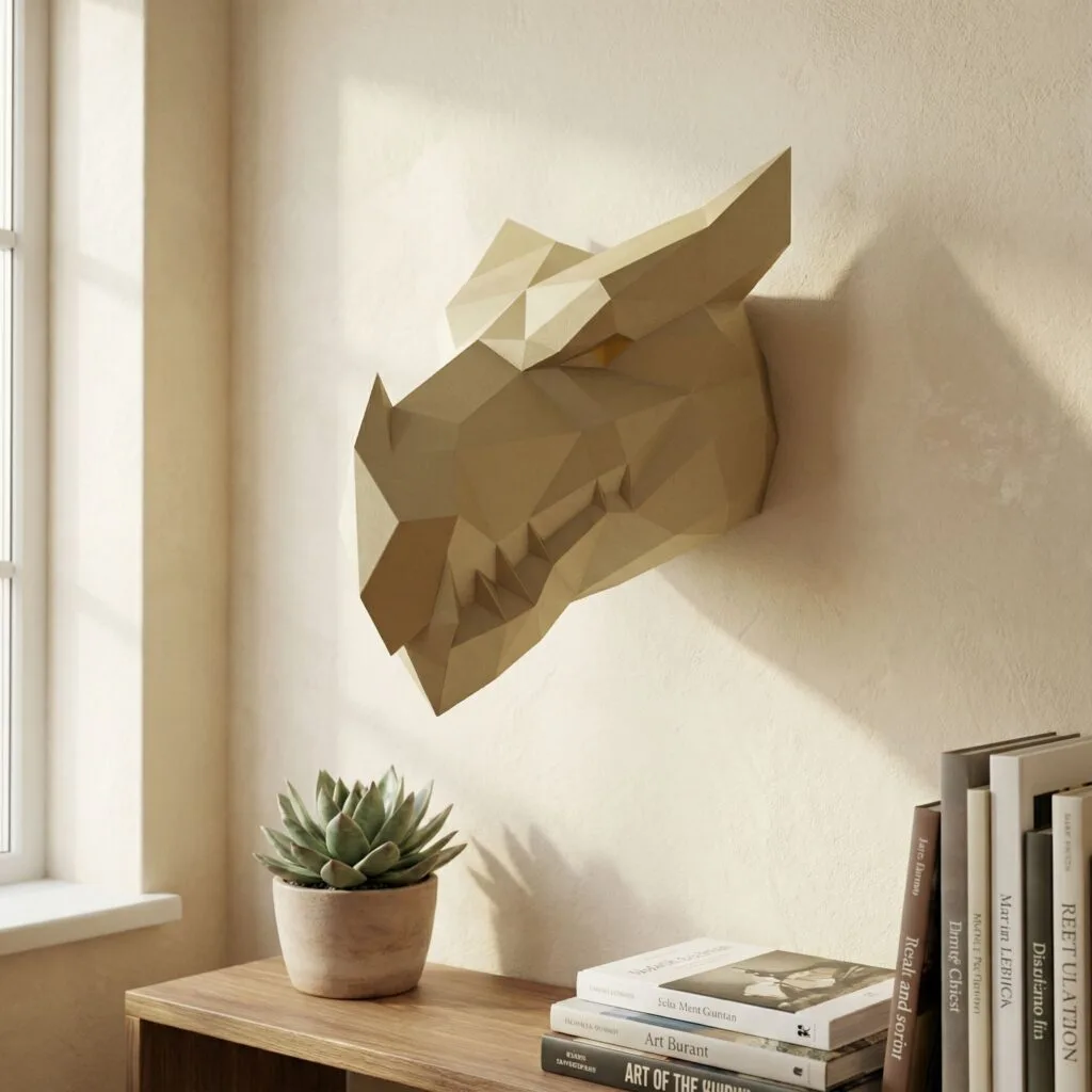 Papercraft de cabeza de dragón negro en origami 3D