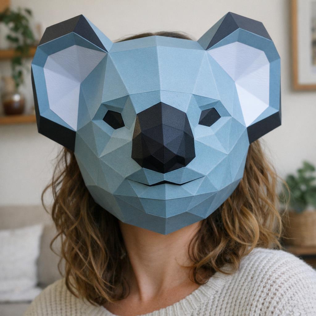Papercraft de tête de koala murale en origami 3D