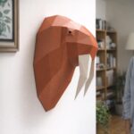 Papercraft de cabeça de morsa em origami