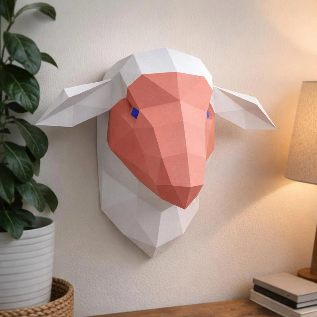 Papercraft Schafskopf als Origami